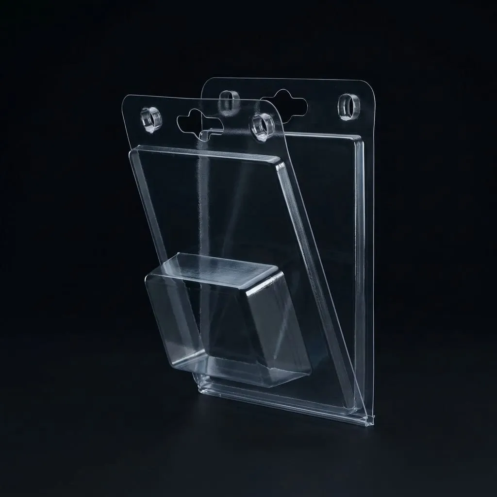 Clamshell blister packaging transparent PET thermoforming — Scafa Thermoforming
