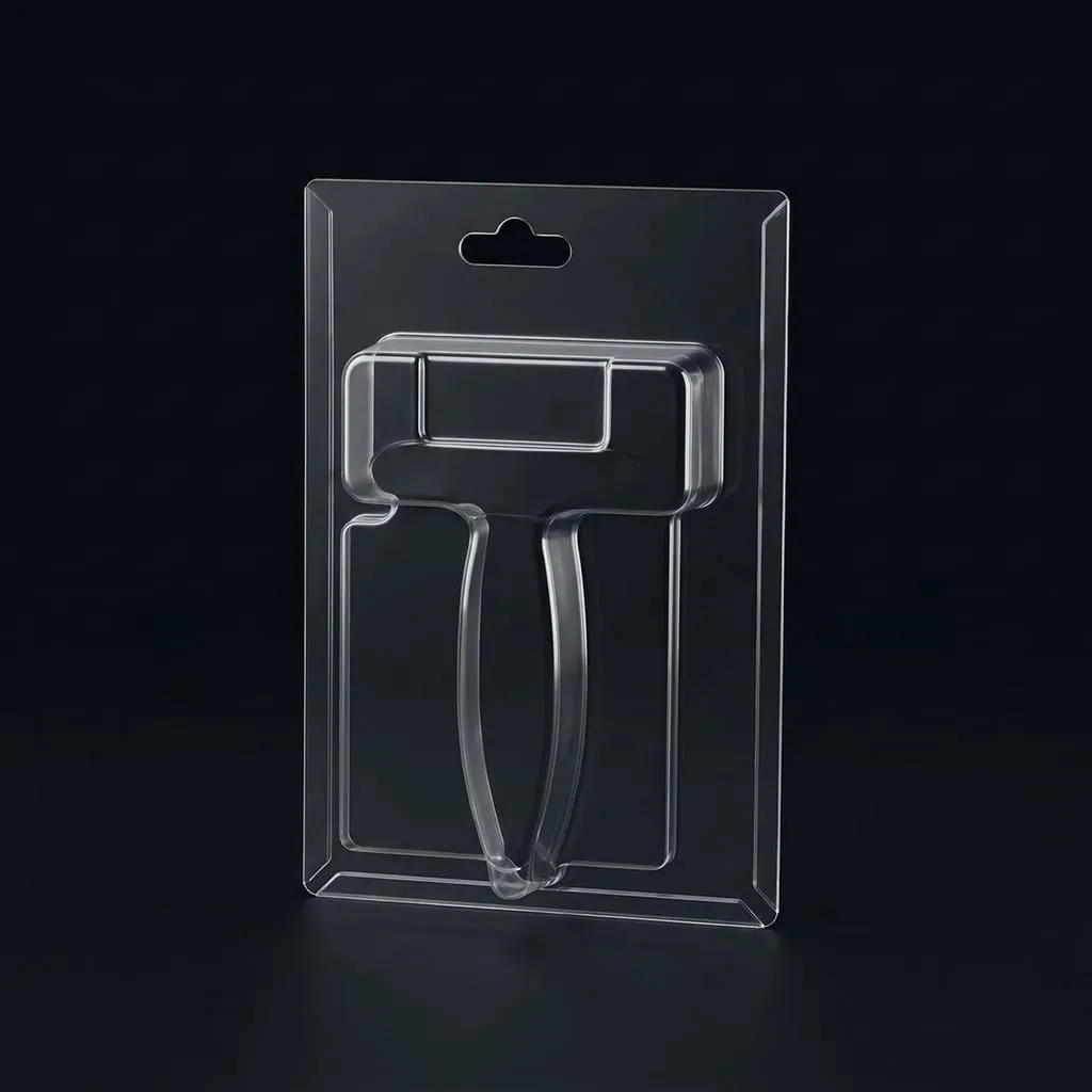 Schiebeblister transparent Klemmverpackung mit Kartonrückwand – Scafa Thermoforming